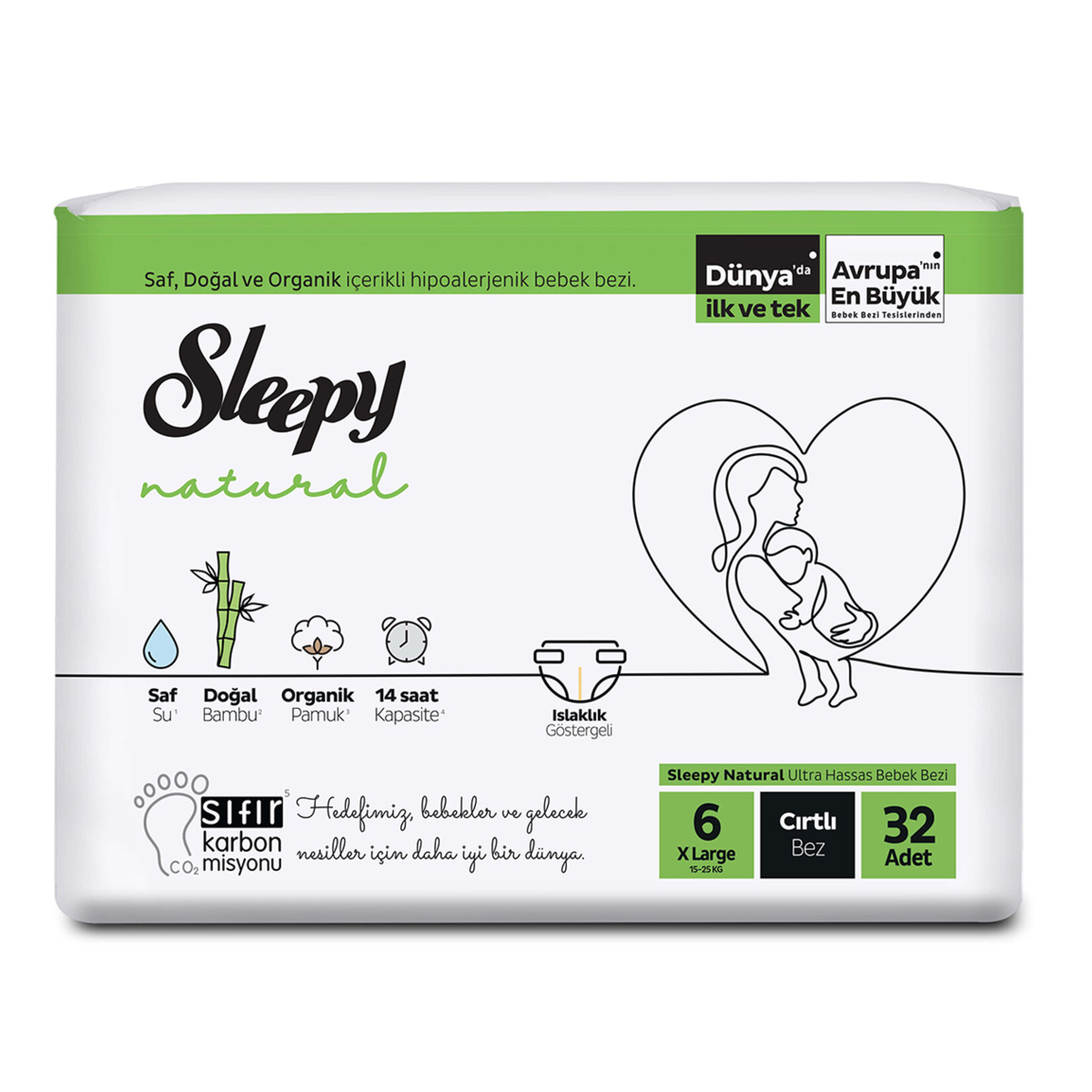 Sleepy Natural Külot Bez 6 Beden XL 15-25 Kg 32'li