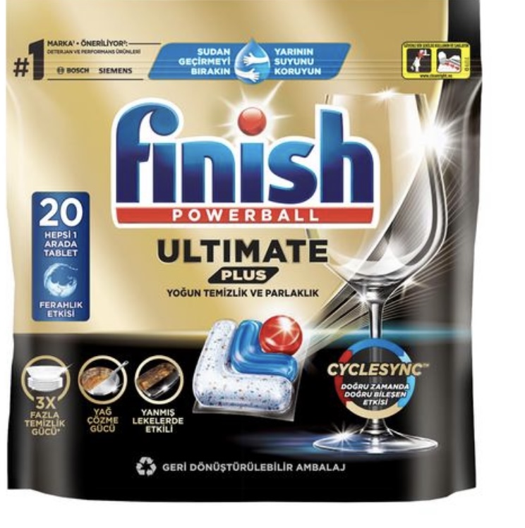 Finish Ultimate Plus 20 Kapsül Bulaşık Makinesi Deterjanı Tableti (1 x 20 Kapsül)