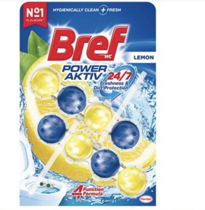 Bref WC Power Aktiv Limon Duo Pack 2'li Klozet Temizleme Topları 1 x 2 Adet , Limon 2, İkili